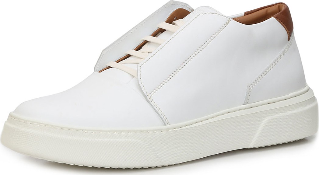 Bruno Magli Men's Phoster Stretch-Laced  Leather Sneakers, White