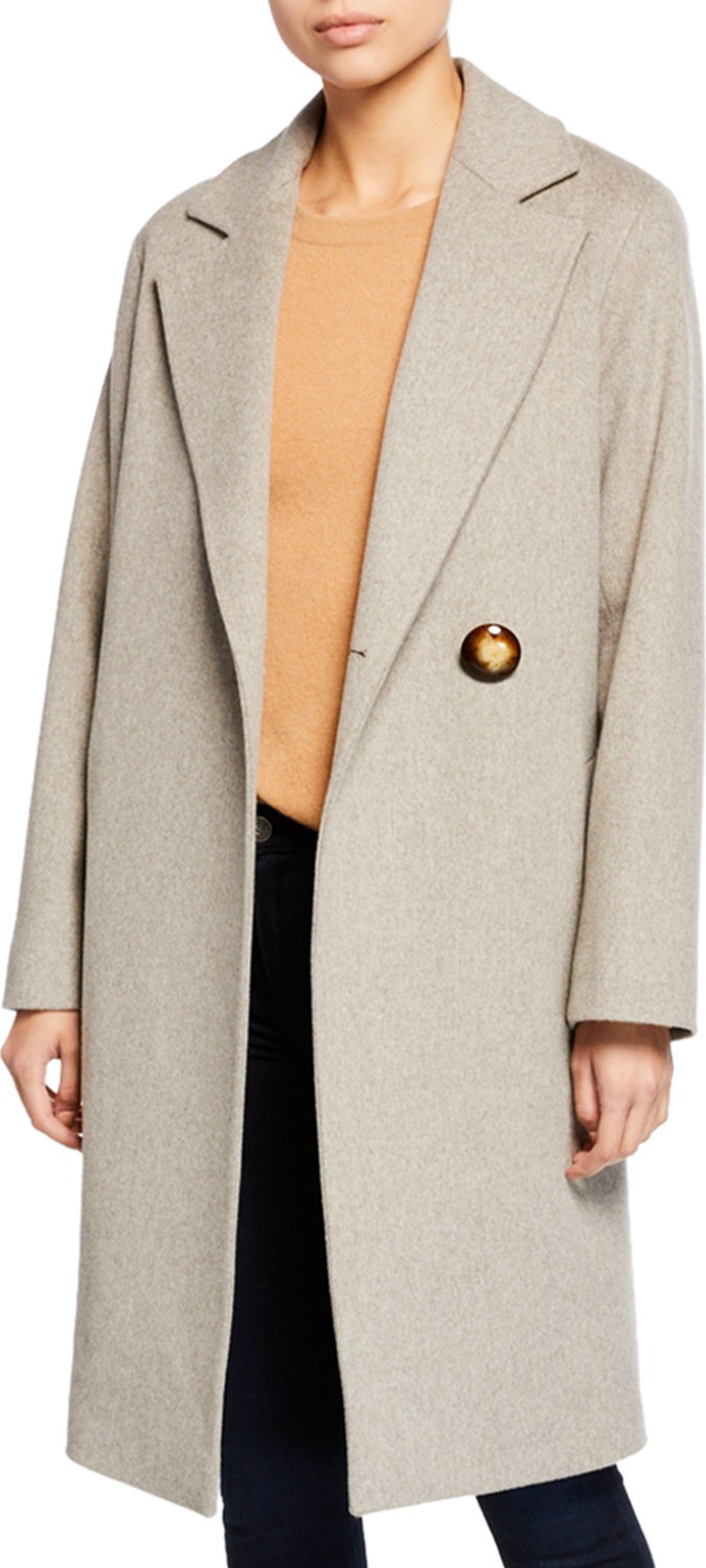 Fleurette Wool Asymmetric One-Button Midi Coat