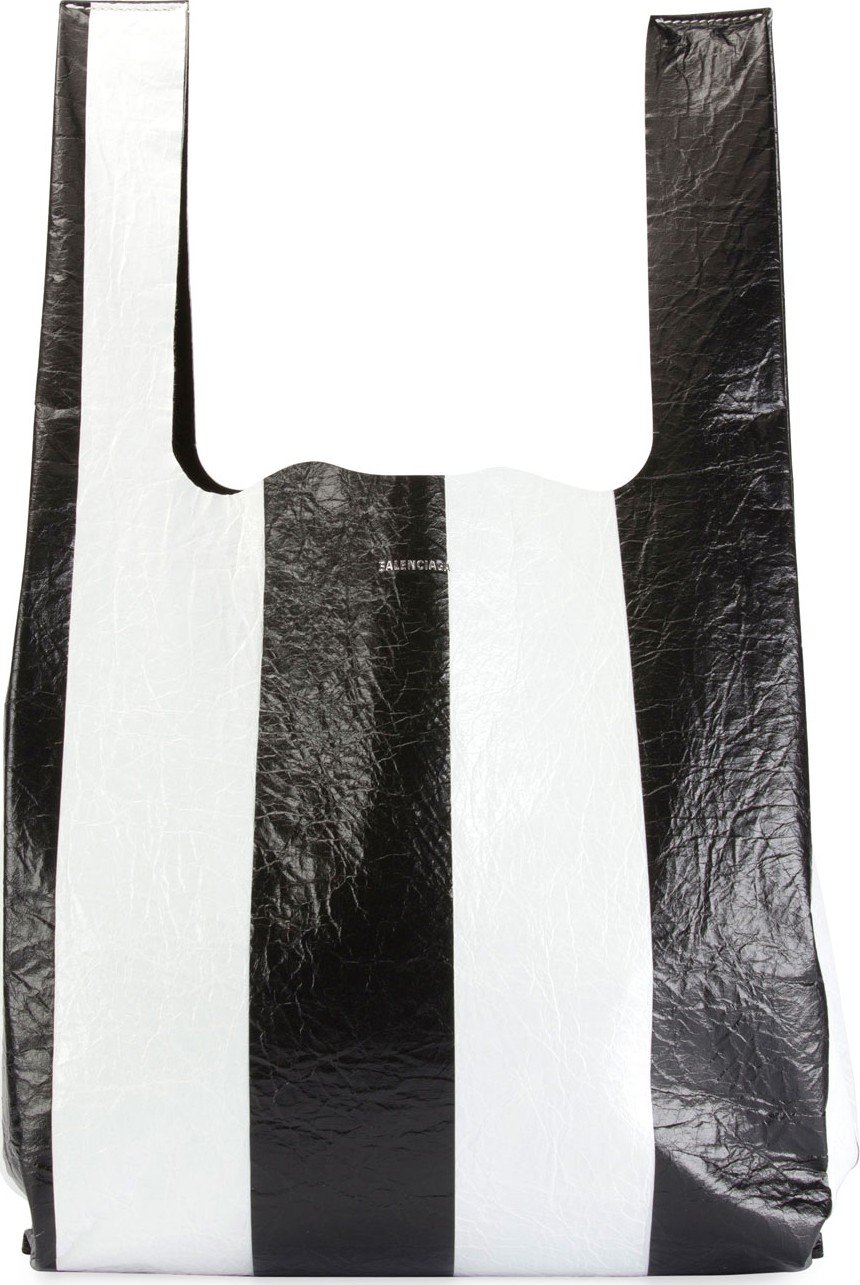 Balenciaga Supermarket Striped Shopper Hobo Bag