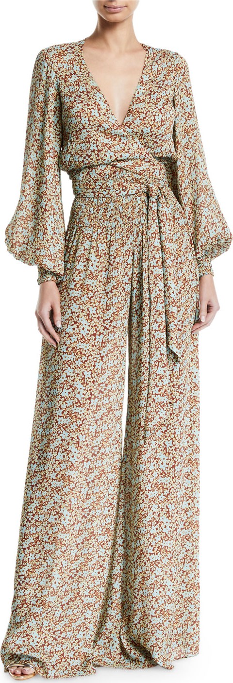 Alexis Esperanza Floral Blouson-Sleeve Jumpsuit