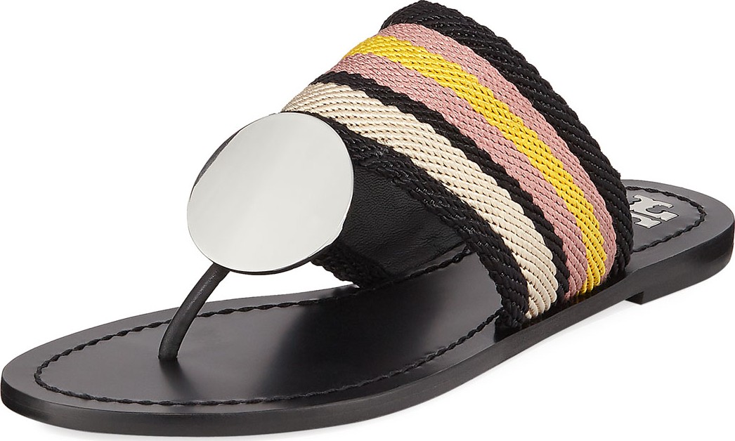 Tory Burch Patos Disk Web Strap Leather Sandals
