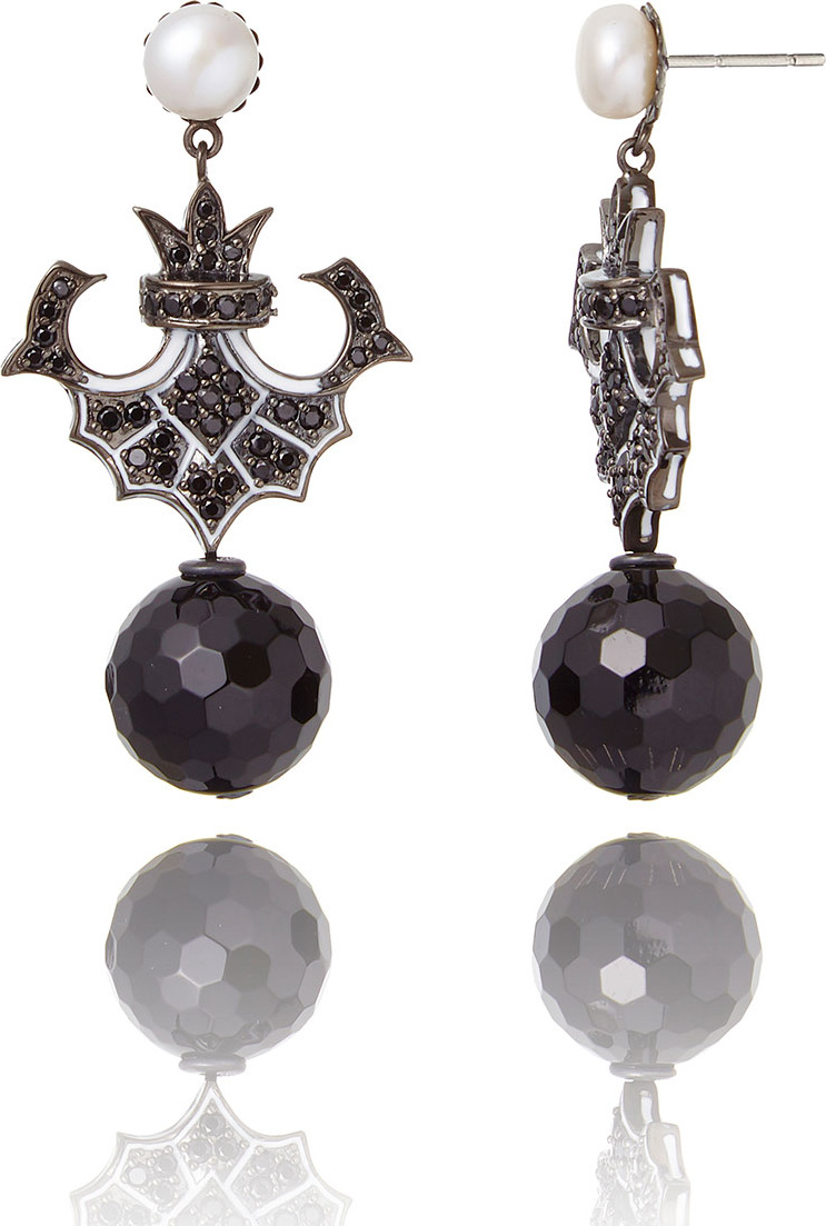 MCL by Matthew Campbell Laurenza Pearl, Sapphire & Onyx Drop Earrings