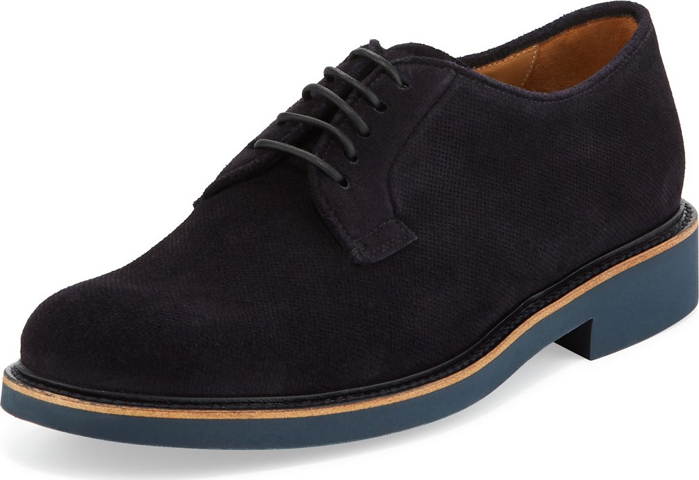 Giorgio Armani Men's Suede Low-Top Chukka Boots, Navy