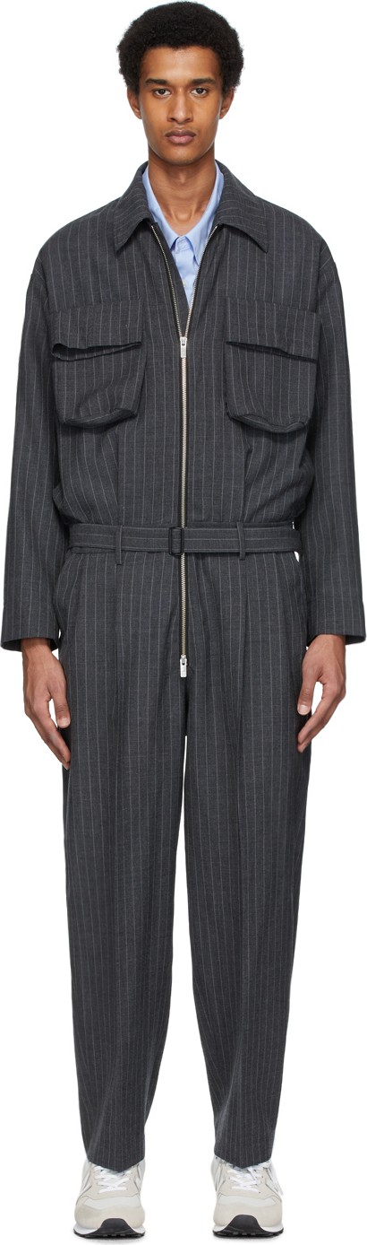 N.Hoolywood Grey Pinstripe Jumpsuit