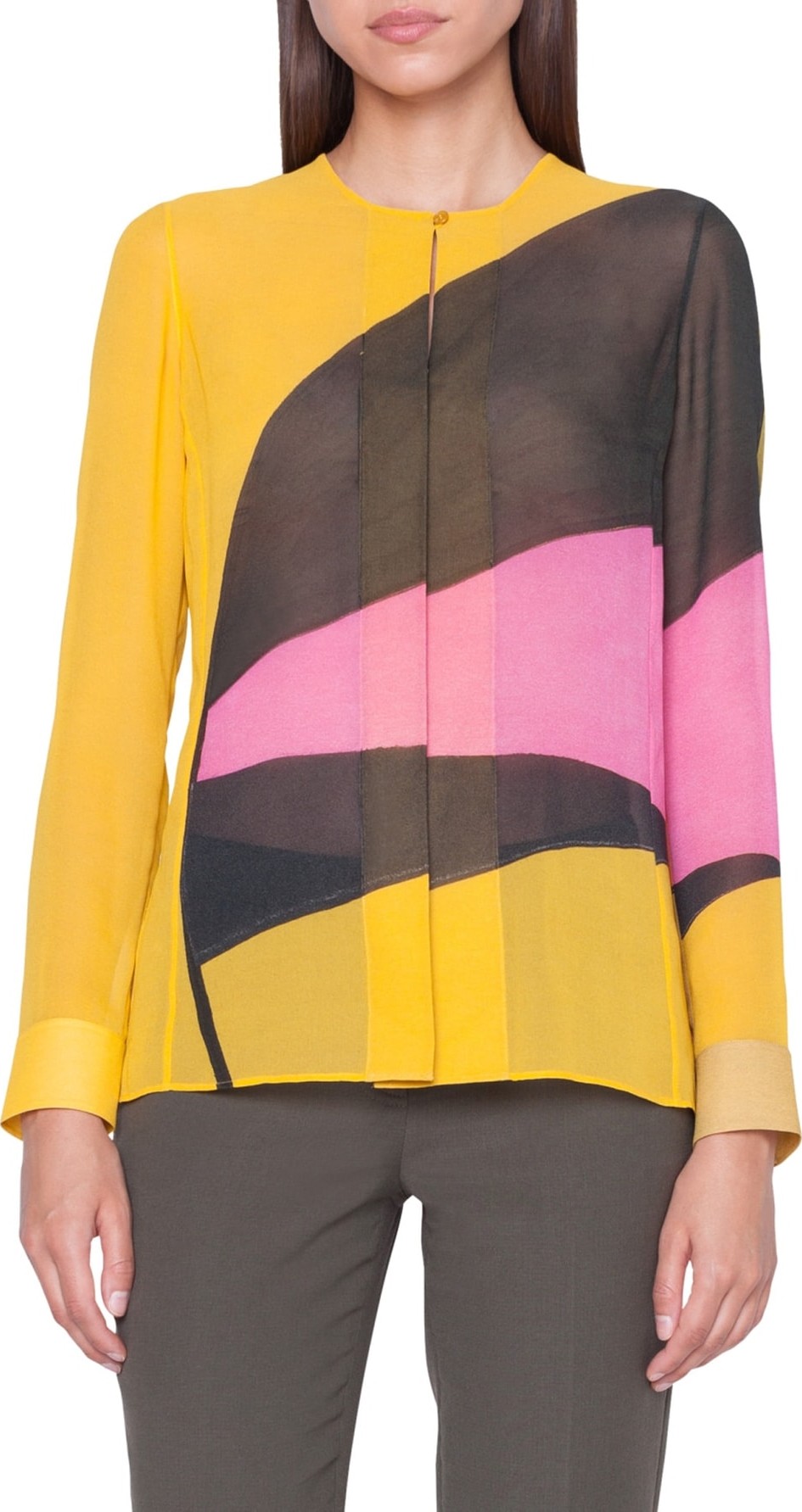 Akris Sunrise Print Silk Crepe Top