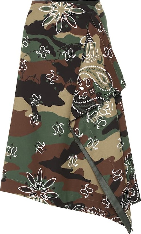 Monse Camouflage stretch-cotton midi skirt