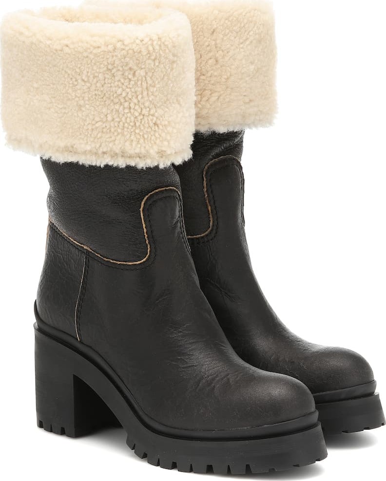 Miu Miu Shearling-trimmed ankle boots