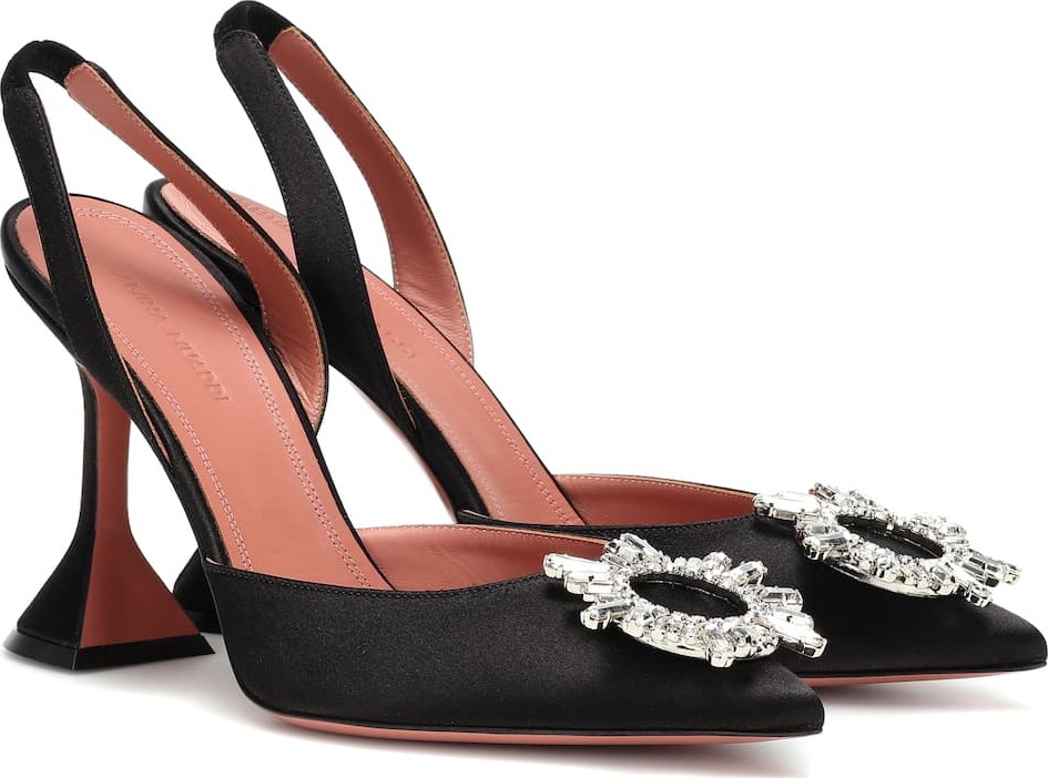 Amina Muaddi Begum Sling satin pumps