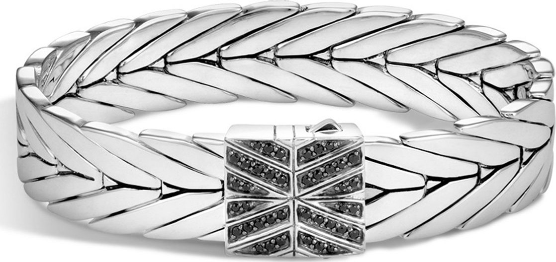 John Hardy Modern Chain Silver Lava 13mm Bracelet with Sapphire Clasp