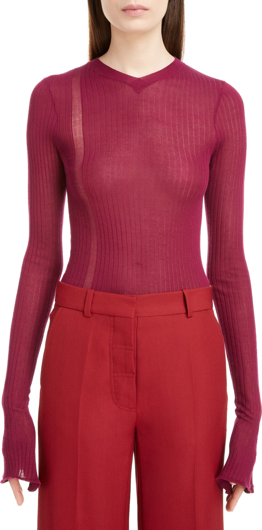 Victoria Beckham Sheer Stripe Sweater