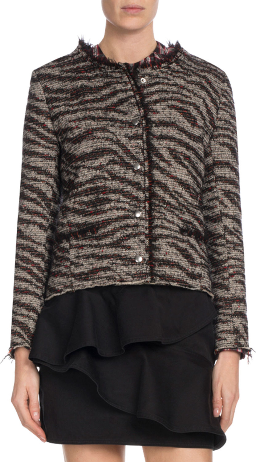 Isabel Marant Etoile Lycia Snap-Front Zebra-Print Wool Jacket