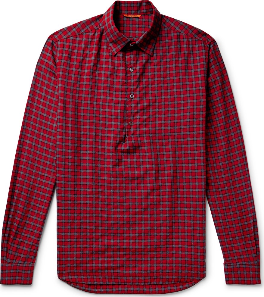 Barena Checked Cotton-Blend Twill Half-Placket Shirt