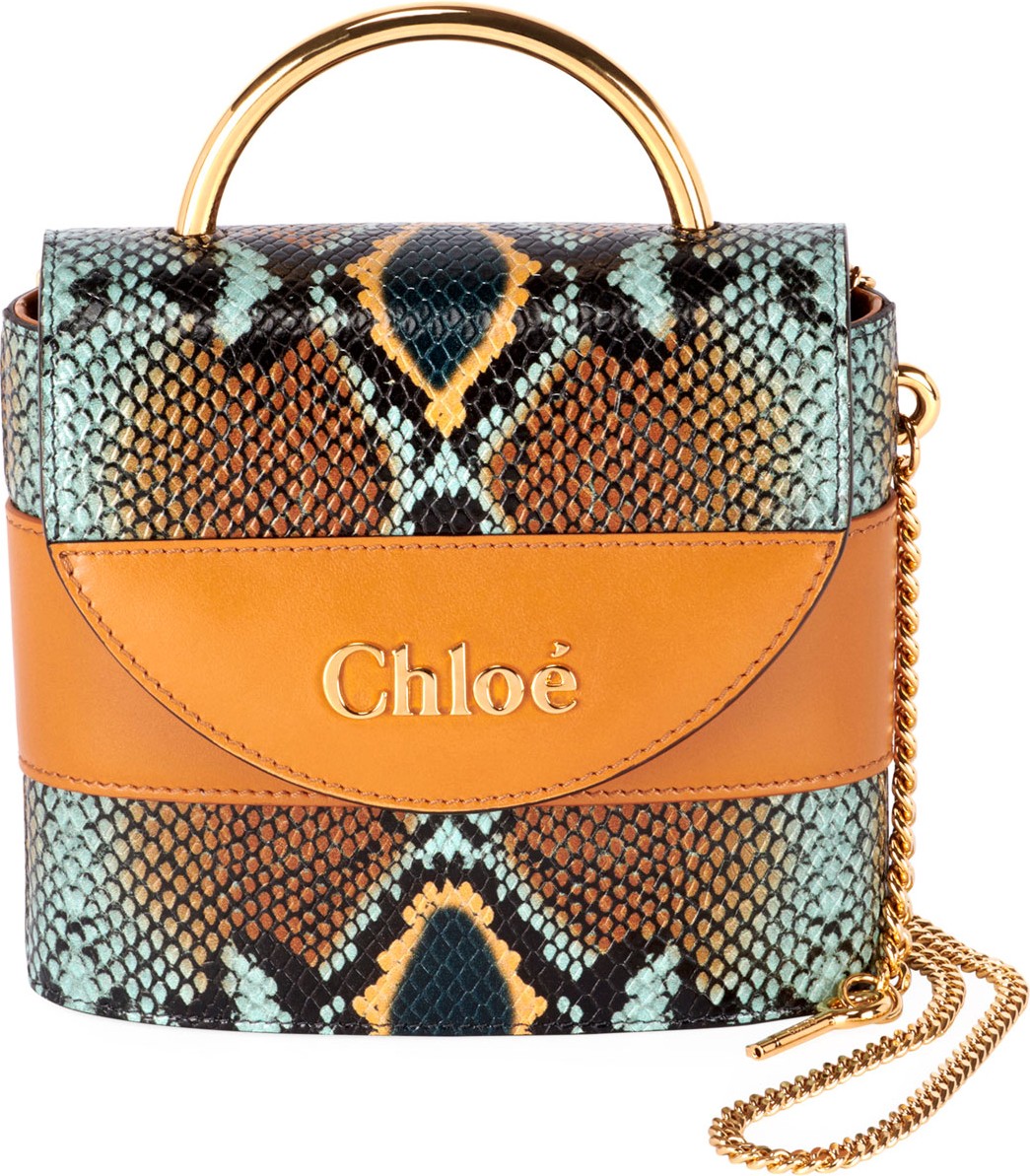 Chloe Aby Lock Python-Print Top Handle Bag