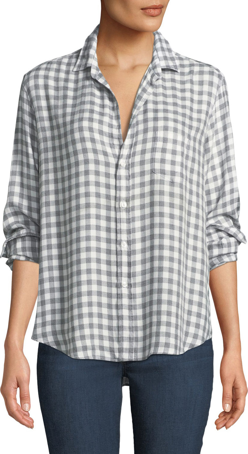 Frank & Eileen Eileen Long-Sleeve Button-Front Gingham Check Modal Shirt