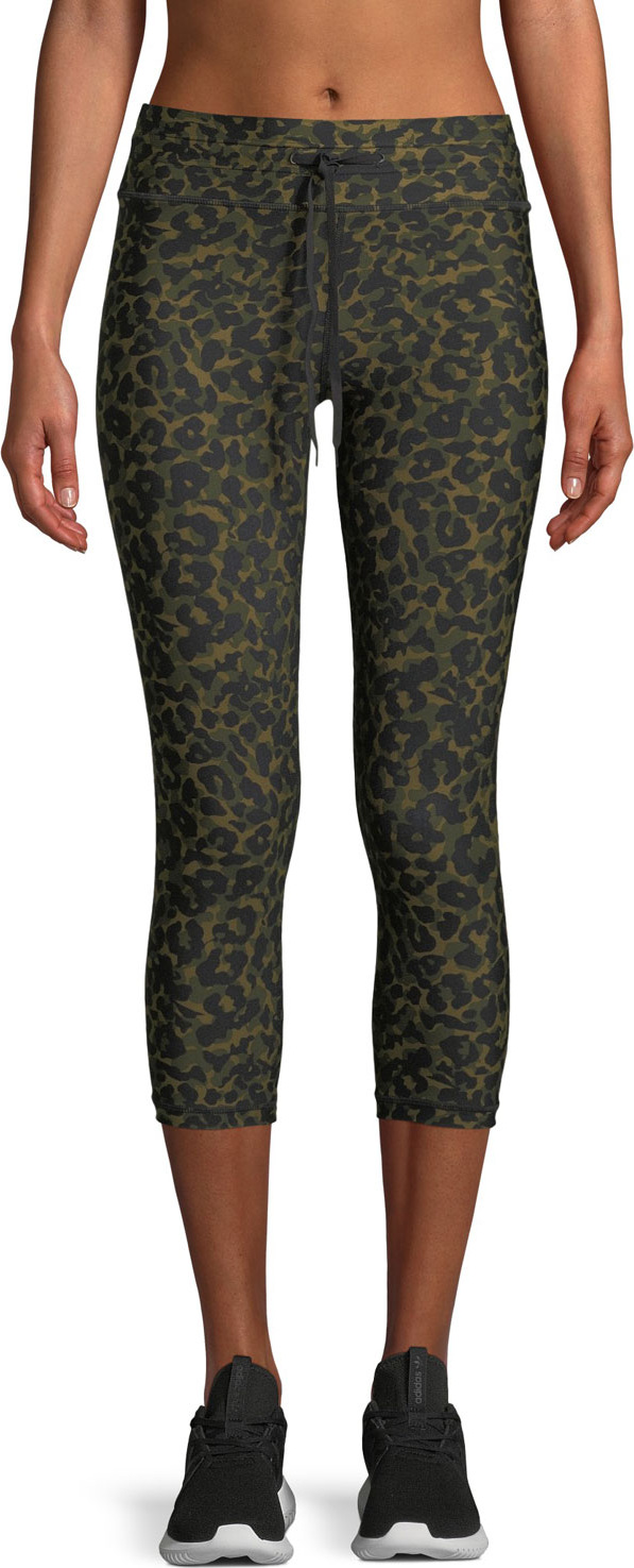 The Upside Leopard-Camo Drawstring Capri Leggings