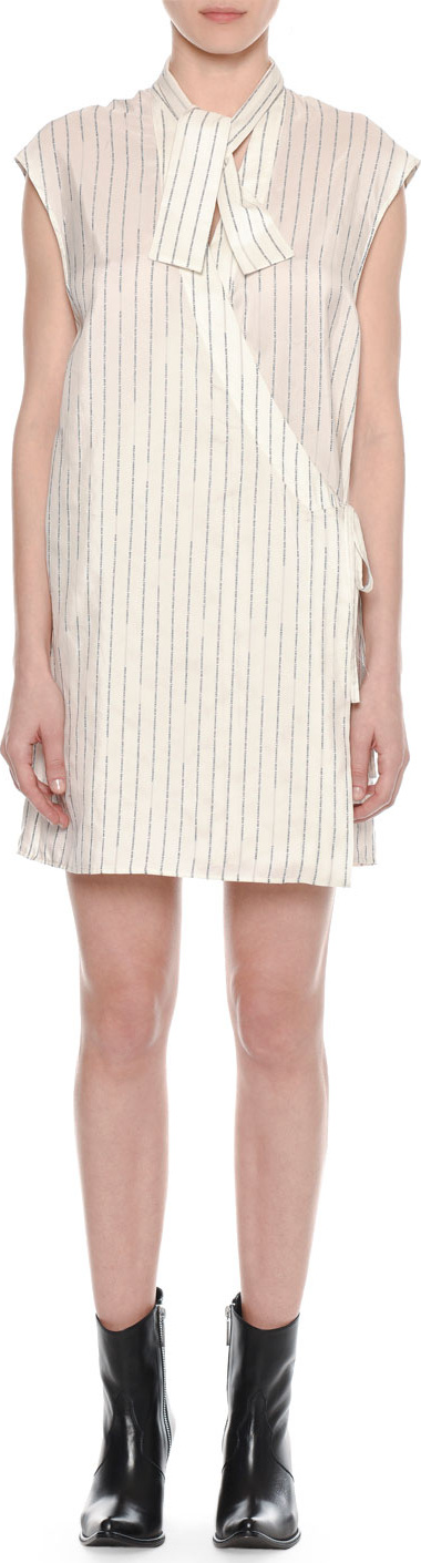 Unravel Sleeveless Striped Silk A-Line Dress
