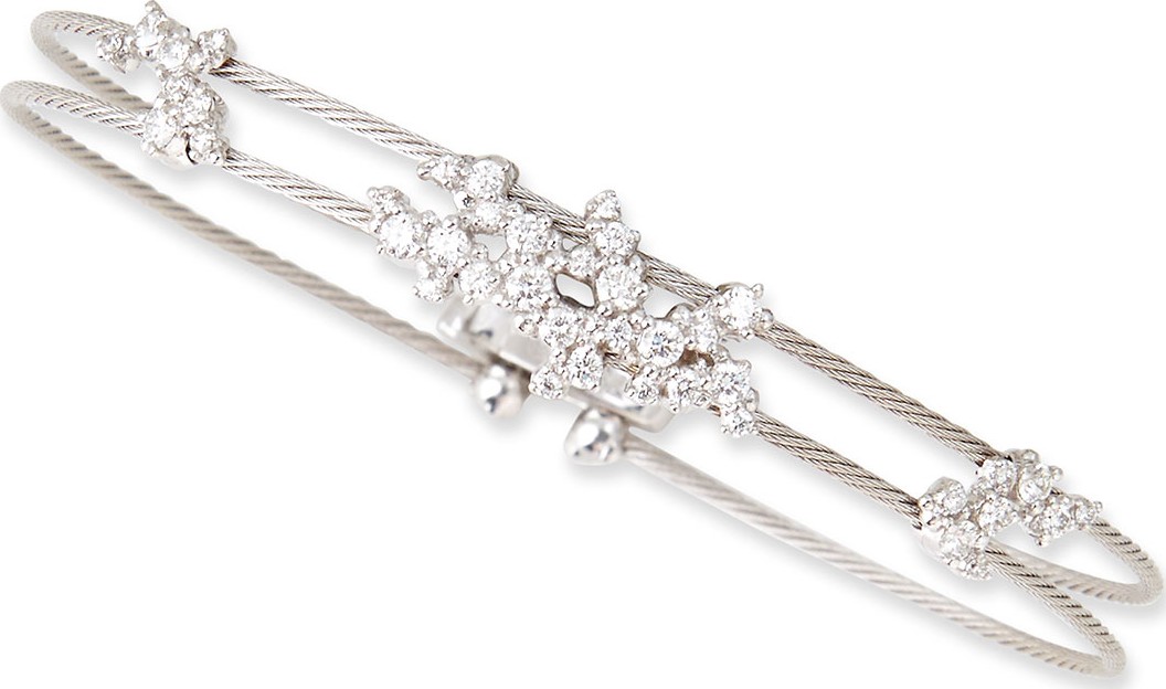 Paul Morelli 18k White Gold Diamond Confetti Double Wire Bracelet