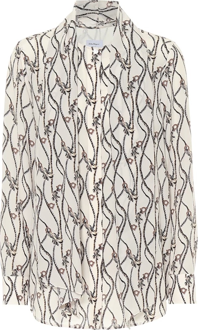 Salvatore Ferragamo Gancini-print silk blouse