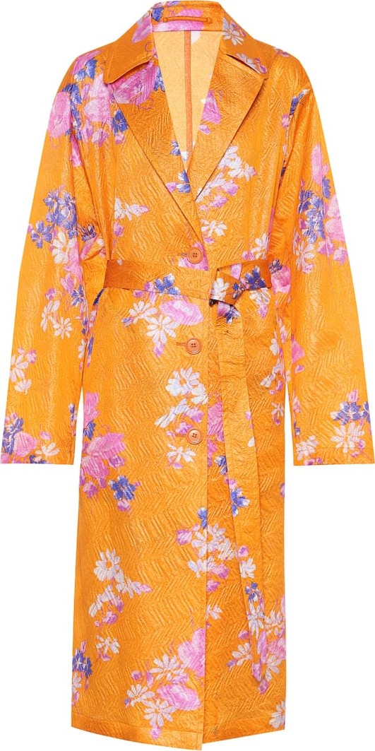Dries Van Noten Floral silk-blend coat