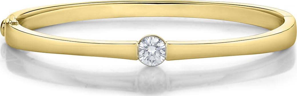 Memoire 18k Gold Diamond Solitaire Bangle, 0.87 ct.