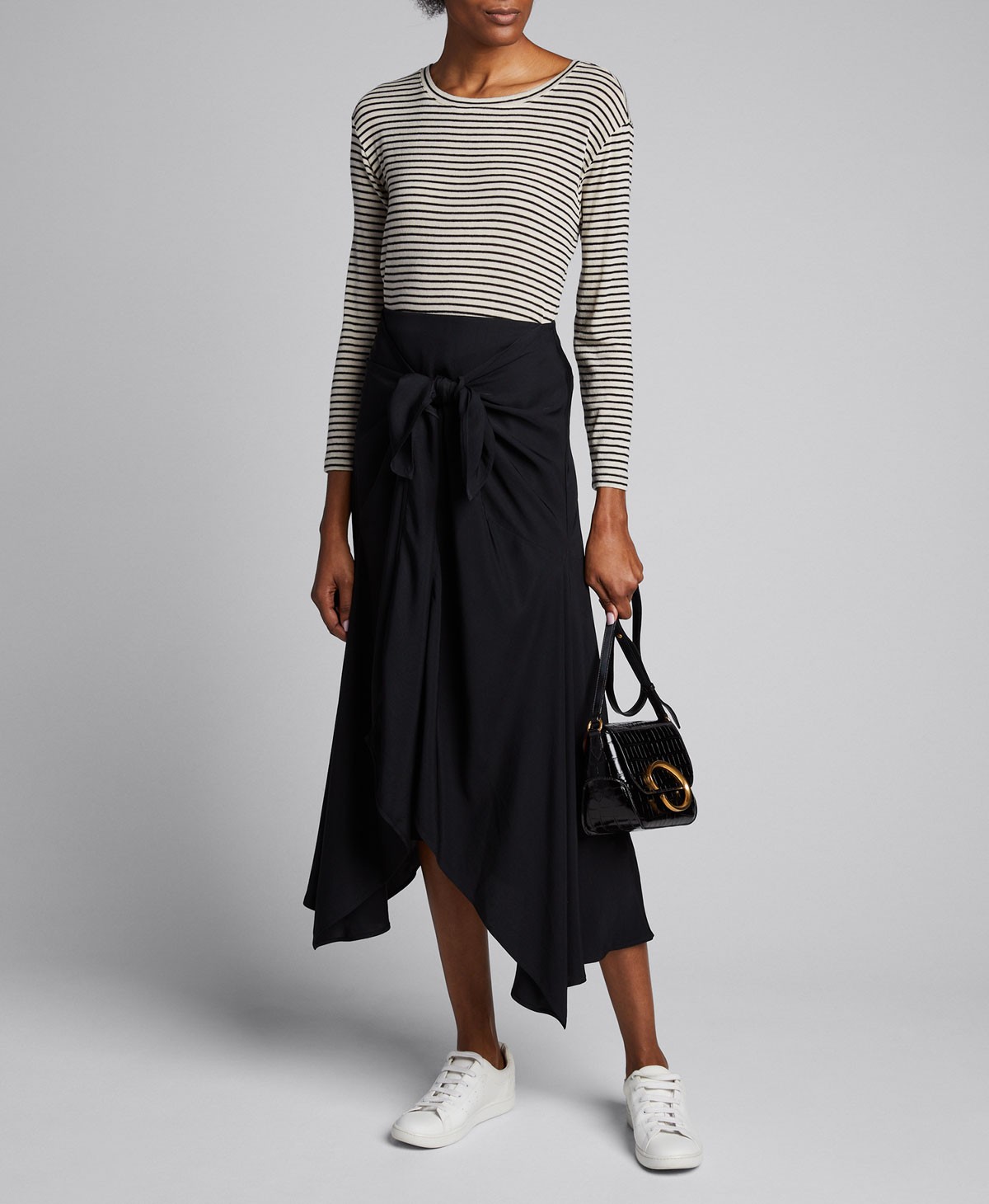 Vince Tie Front Asymmetric Midi Skirt