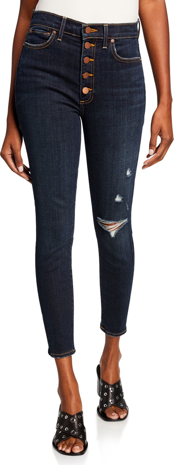 Alice + Olivia Good High-Rise Exposed Button Skinny Jeans