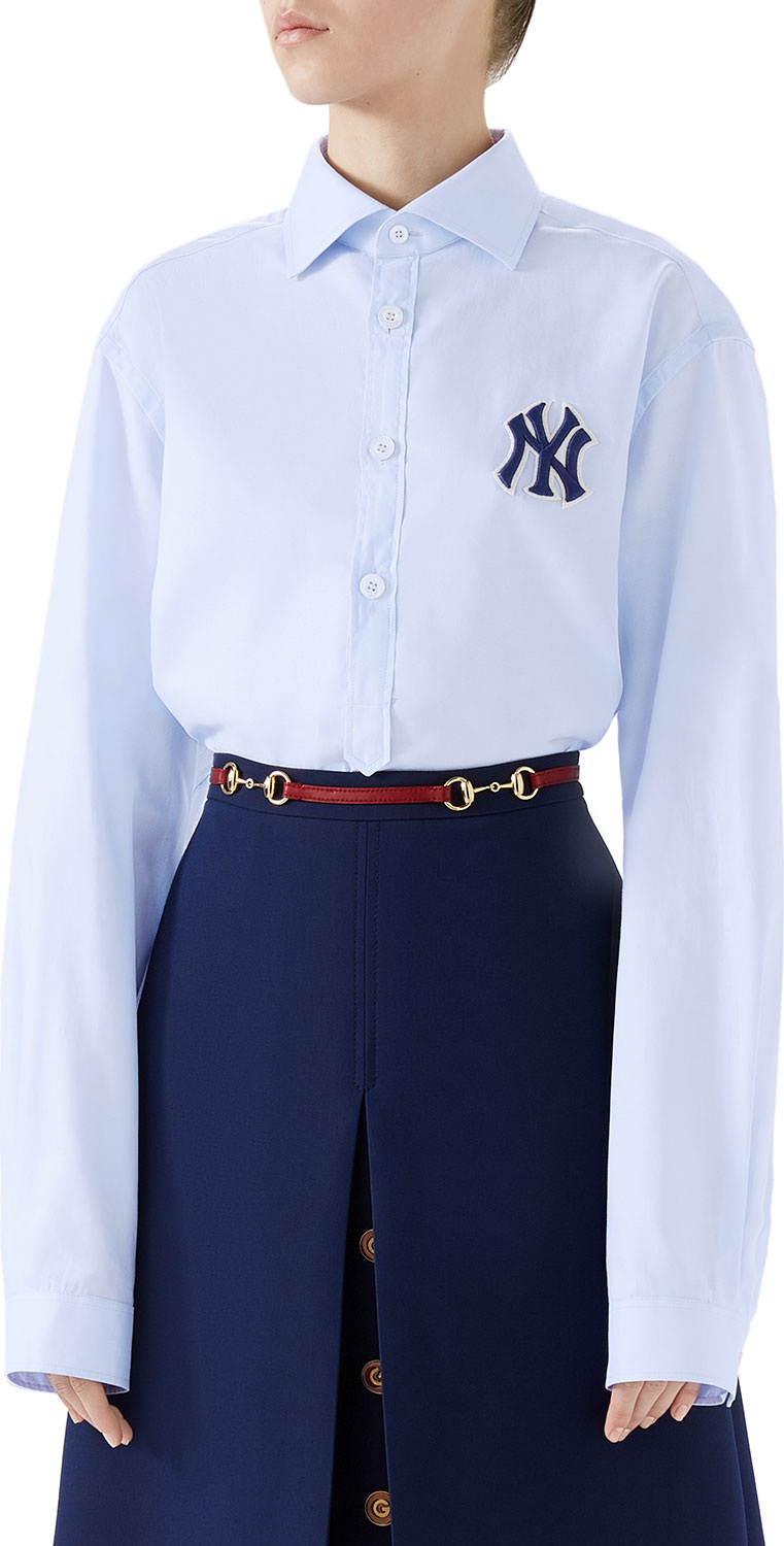 Gucci NY Yankees MLB Button-Front Long-Sleeve Cotton Shirt Gucci NY Yankees MLB Button-Front Long-Sleeve Cotton Shirt