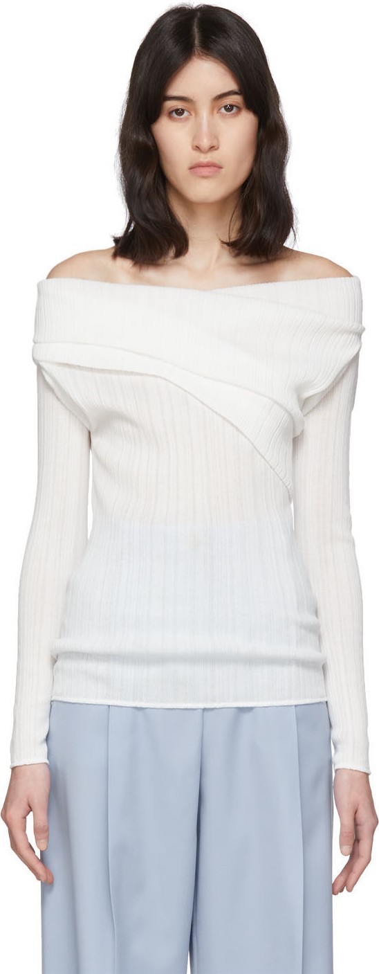 Nina Ricci White Pleated Sweater