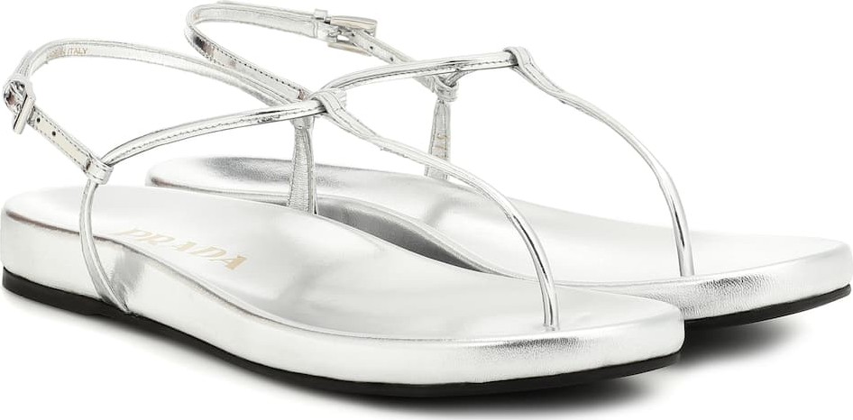 Prada Metallic leather sandals
