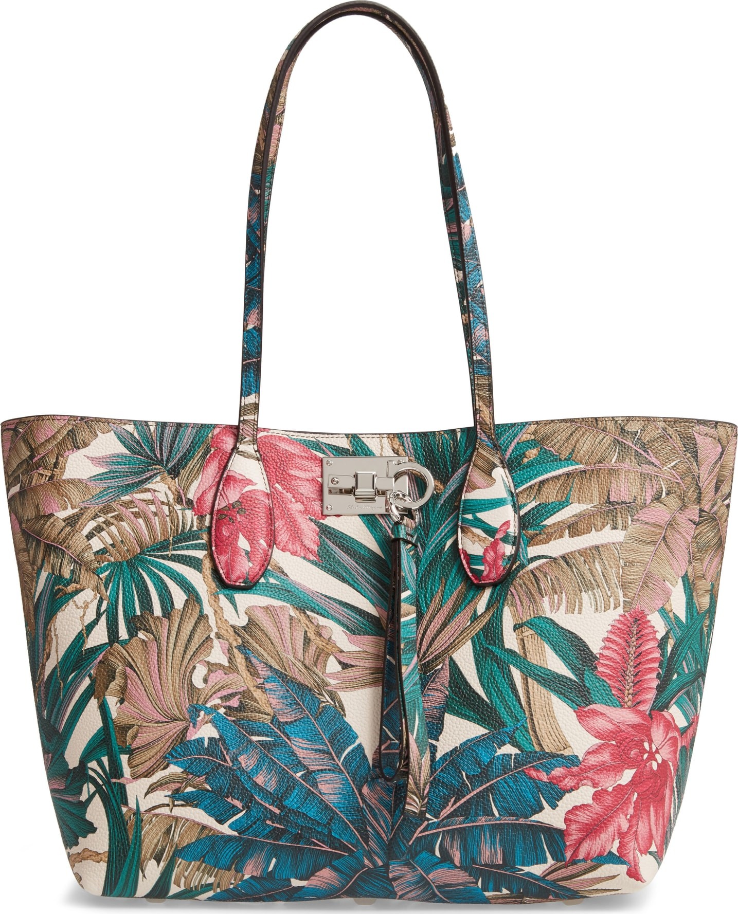 Salvatore Ferragamo Small The Studio Print Leather Tote