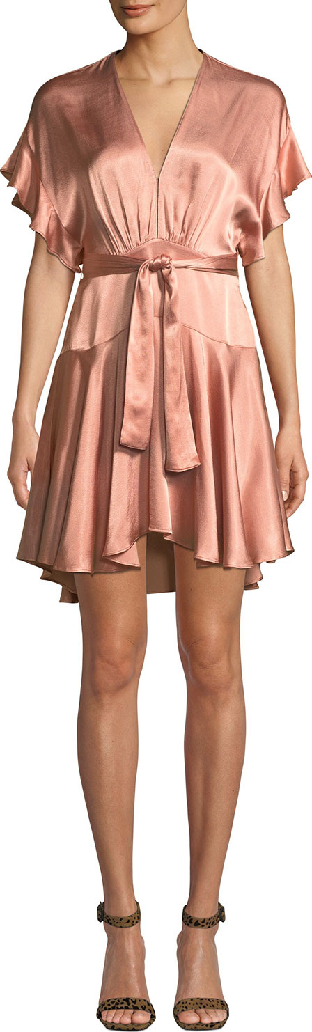Saylor Daria Satin Dolman Mini Dress