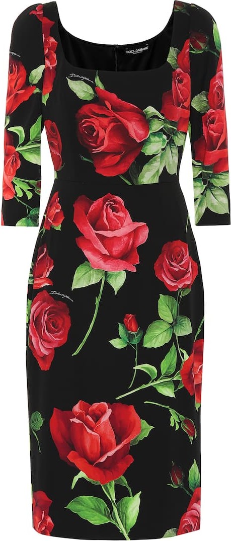 Dolce & Gabbana Floral stretch-silk crêpe dress