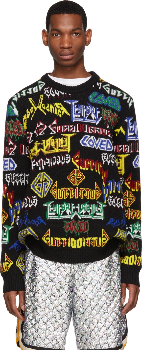 Gucci Black Wool Metal Mix Sweater