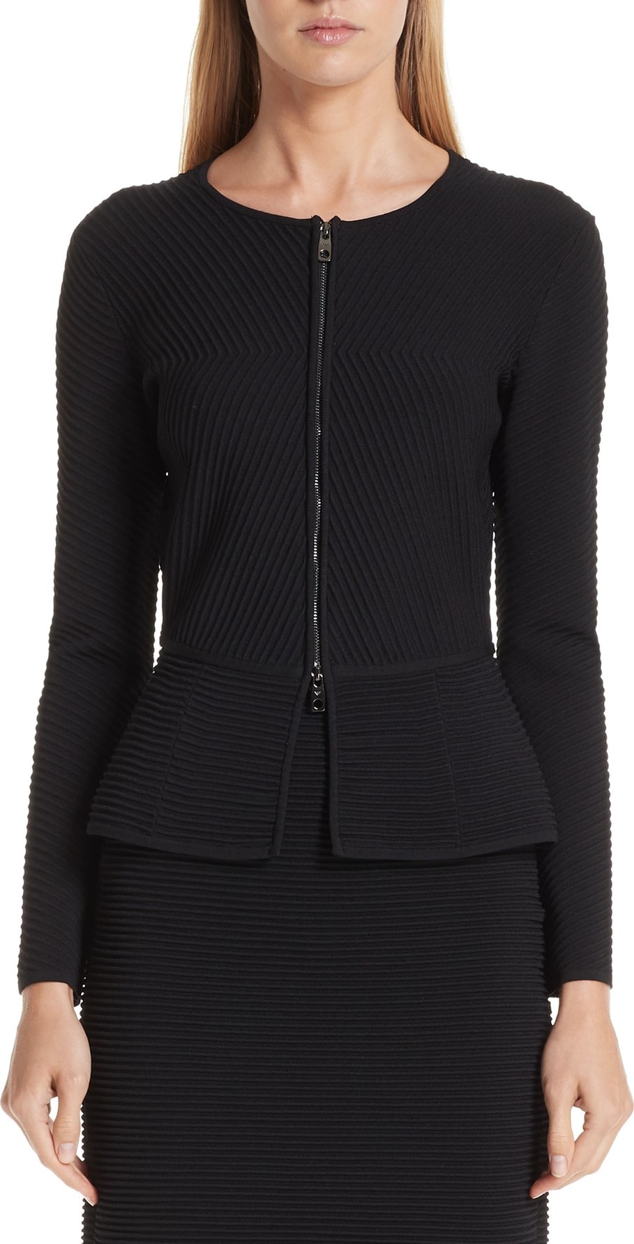 Emporio Armani Rib Knit Peplum Jacket