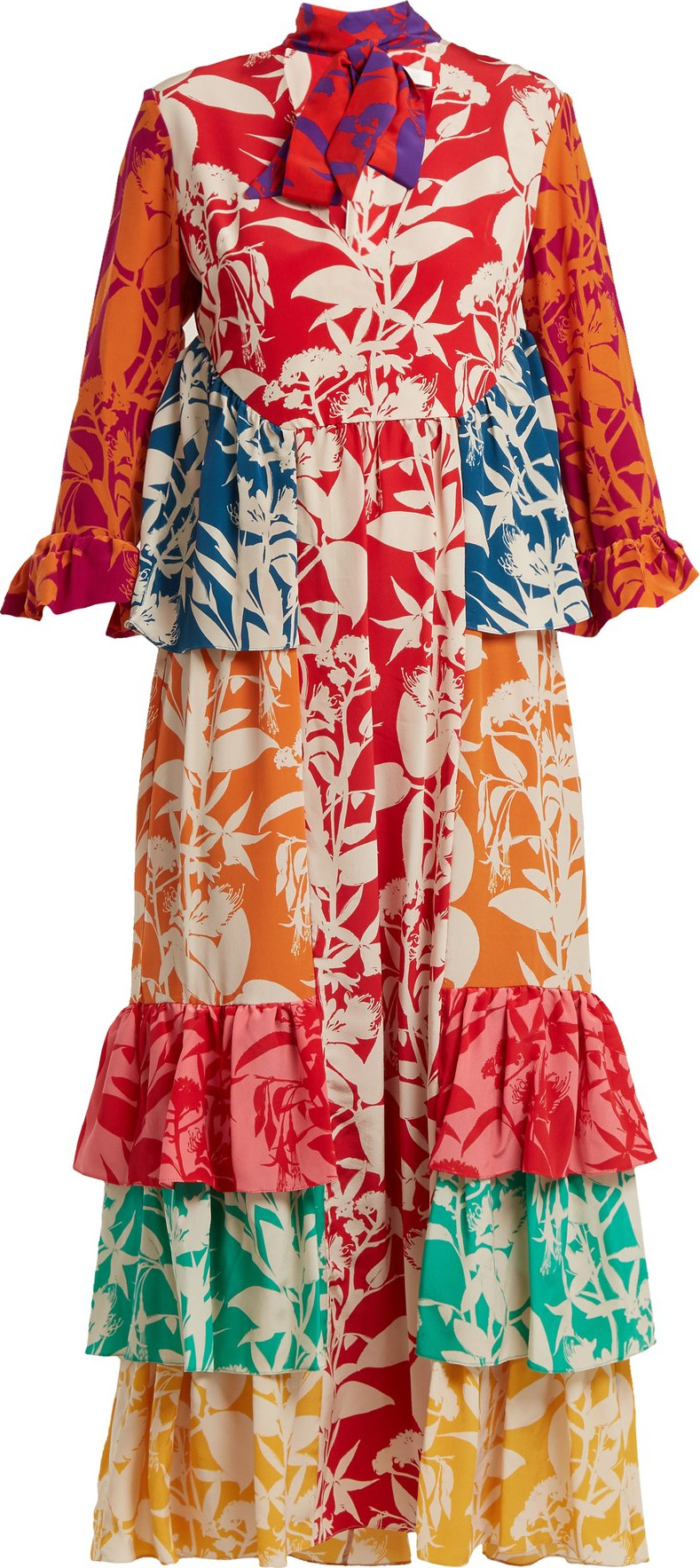Borgo De Nor Aude floral-print ruffle silk dress