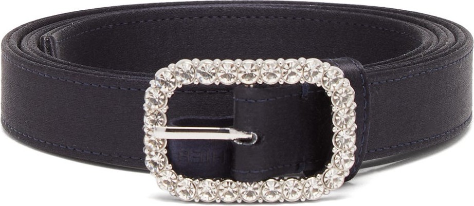 Alexandre Vauthier Crystal-embellished suede-trimmed satin belt
