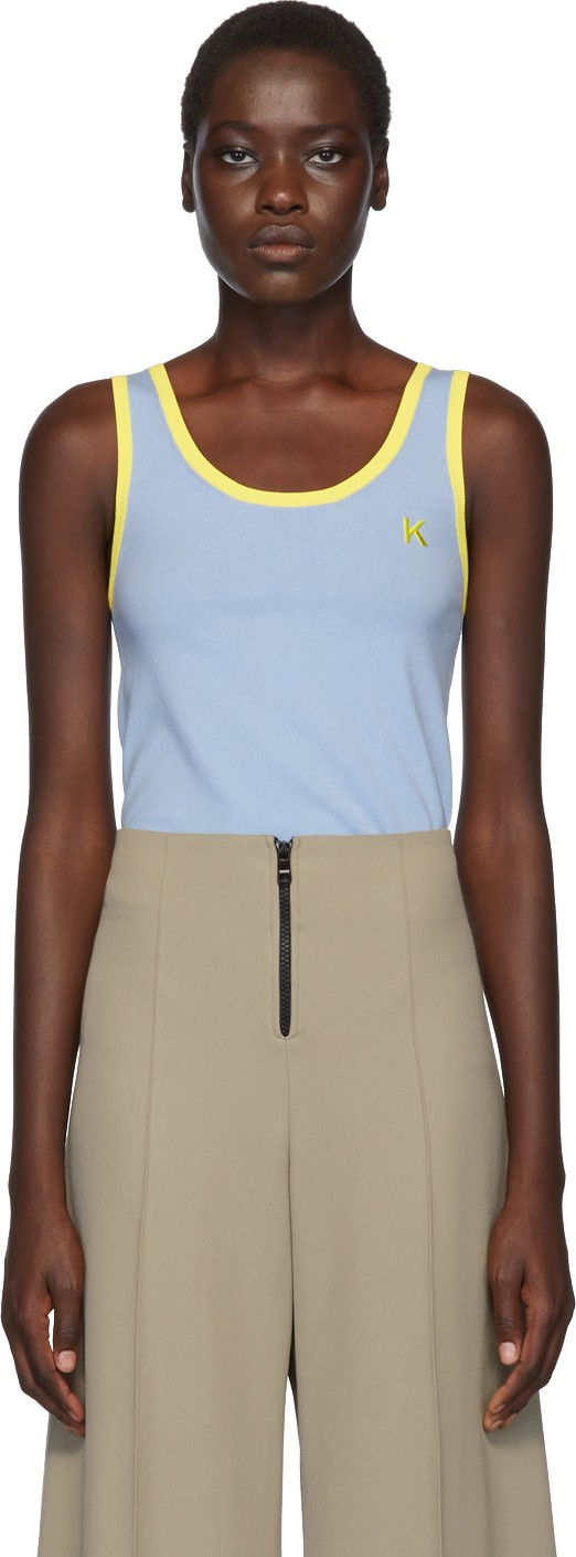 Kwaidan Editions Blue Wool Embroidered Tank Top