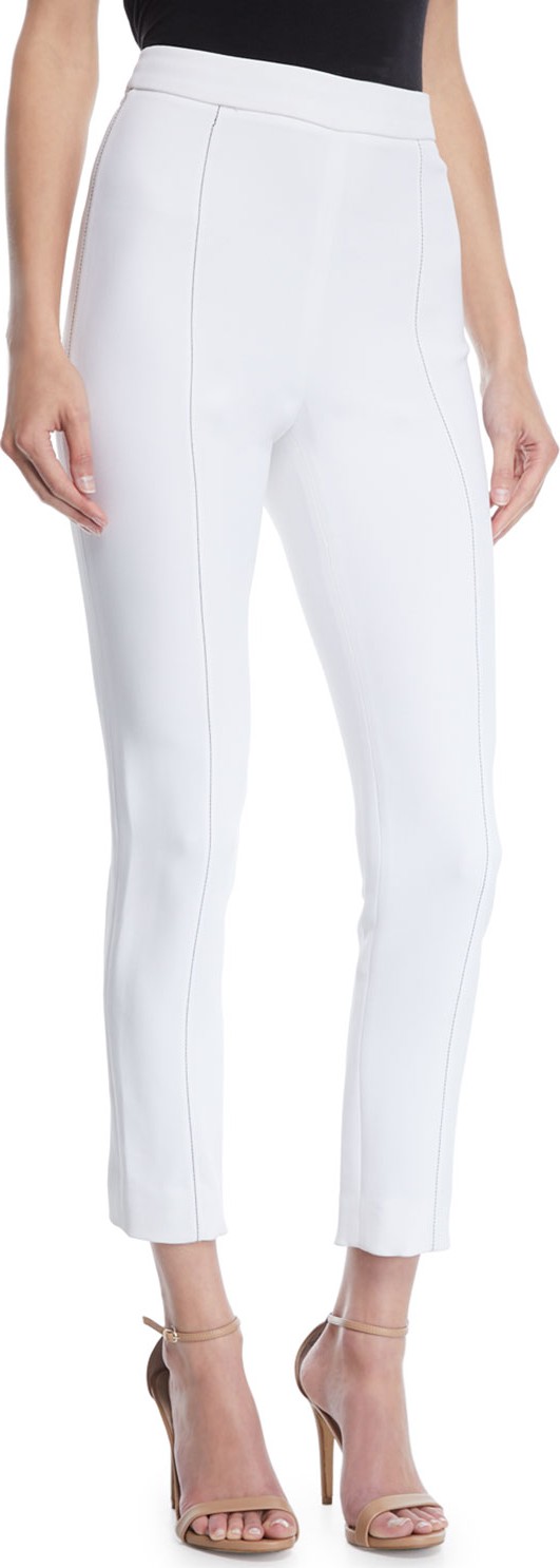 Cushnie Et Ochs High-Waist Stretch-Cady Cigarette Pants w/ Topstitching