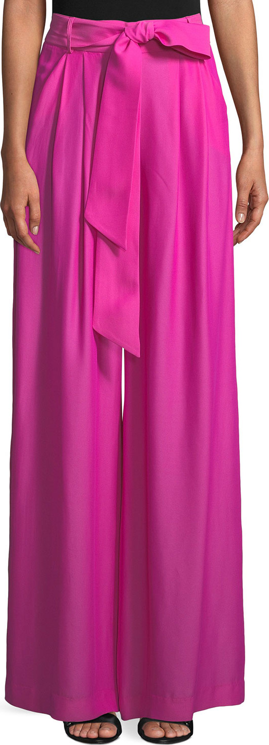 MILLY Natalie Wide-Leg Pant with Self-Tie Belt