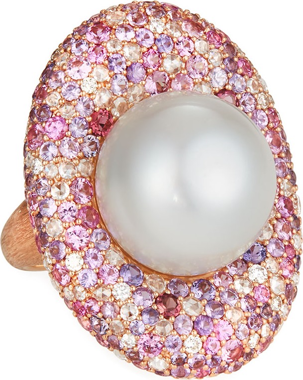 Margot McKinney 18k Rose Gold & South Sea Pearl Cocktail Ring, 17.4mm, Size 6.5