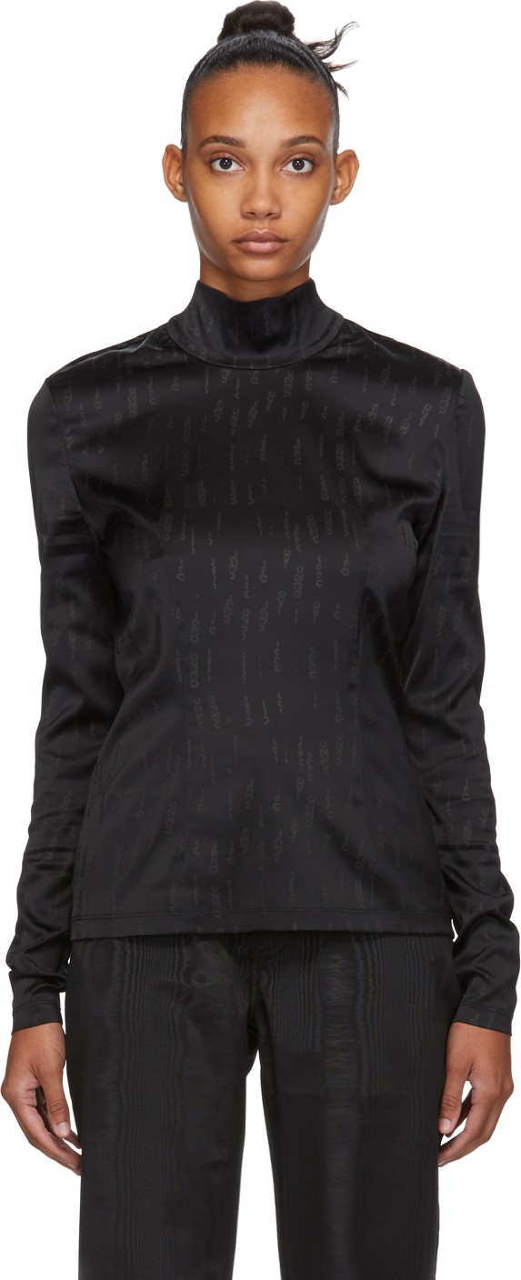 032c Black Satin Logo Long Sleeve T-Shirt