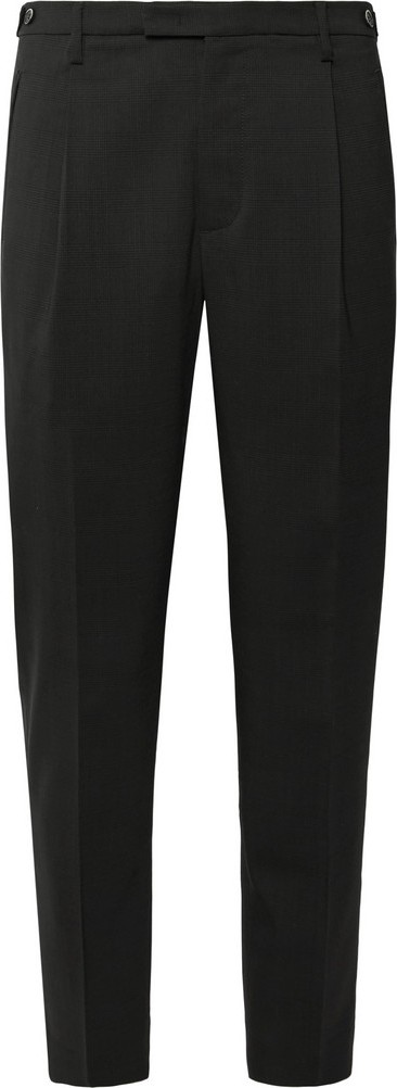 Barena Charcoal Tapered Pleated Prince of Wales Checked Stretch-Virgin Wool Suit Trousers