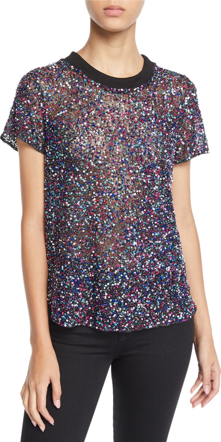 Parker Anna Sequined Crewneck Top
