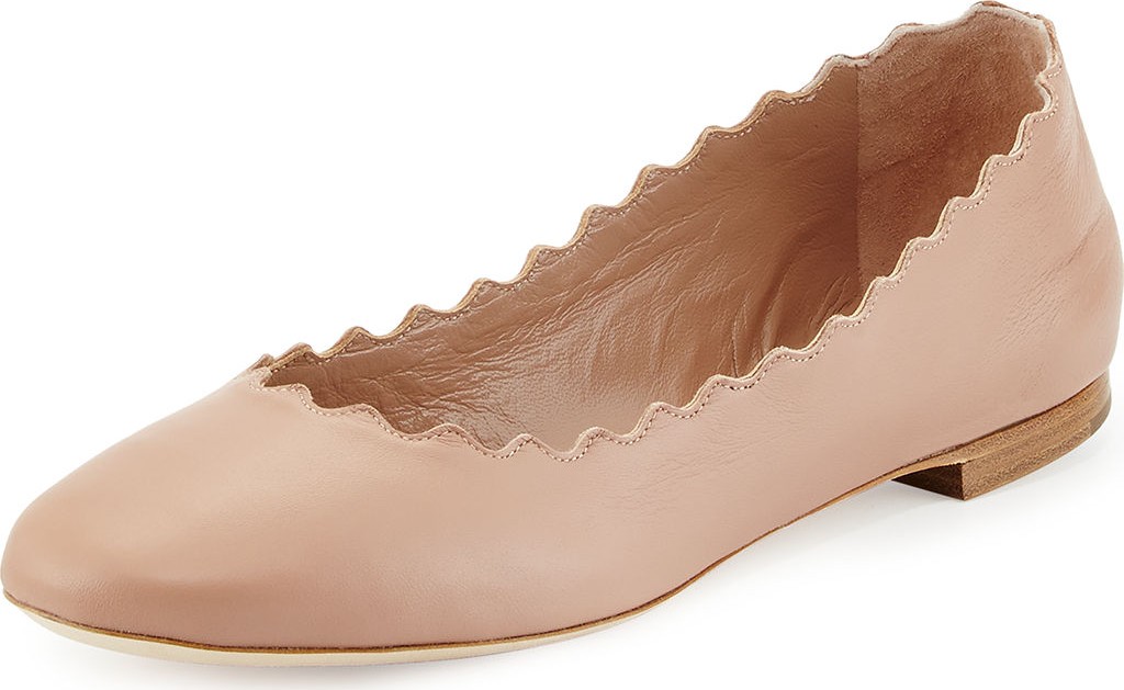 Chloe Lauren Scalloped Leather Ballet Flats