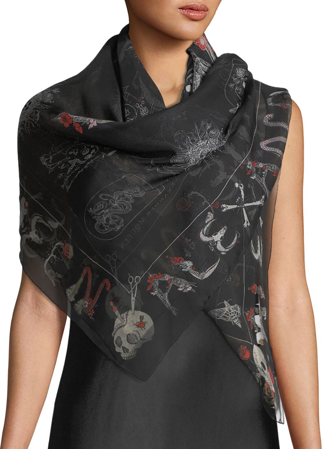 Alexander McQueen Silk Shawl w/ Skull Cabinets Pattern