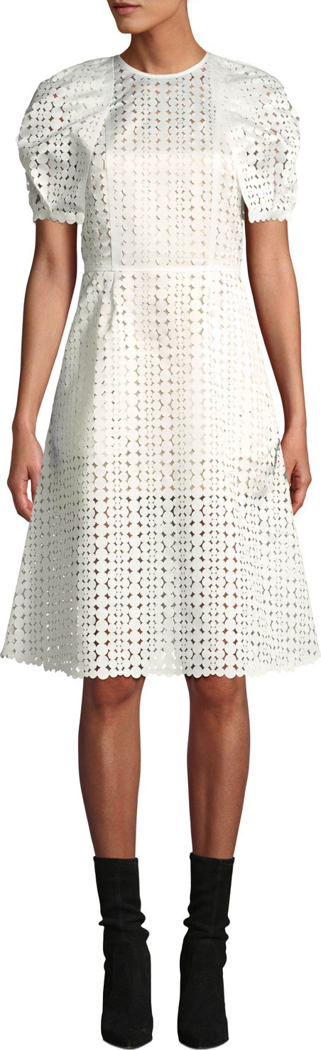 Paskal Laser-Cut Short-Sleeve Cocktail Dress