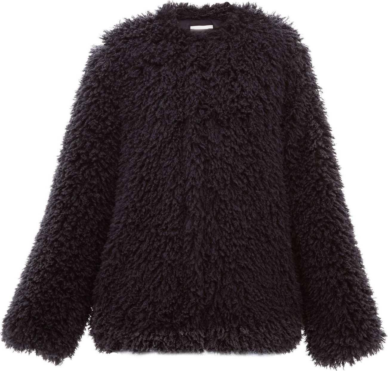 Raey Collarless faux Mongolian-shearling jacket