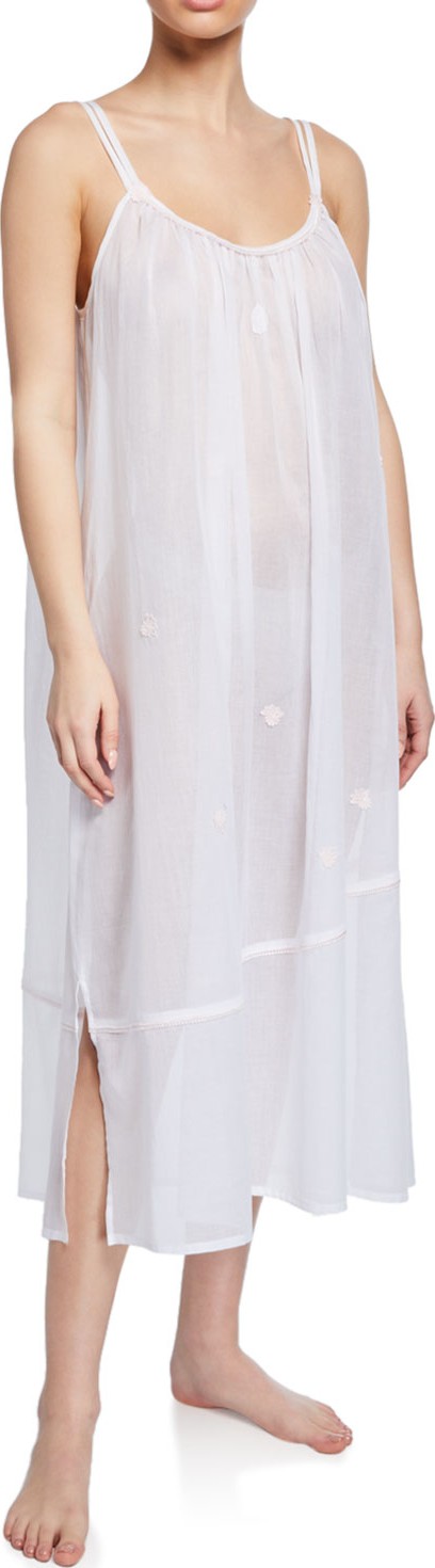 Celestine Saphira Sleeveless Scoop-Neck Long Cotton Nightgown