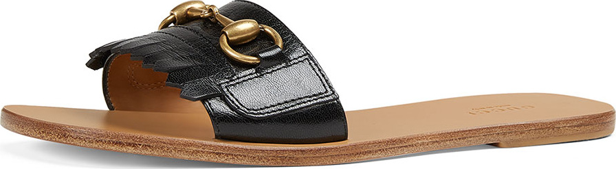 Gucci Leather Kiltie Slide Sandal with Bit