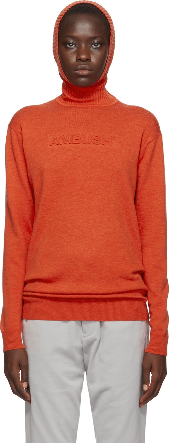 Ambush Orange Knit Embossed Turtleneck